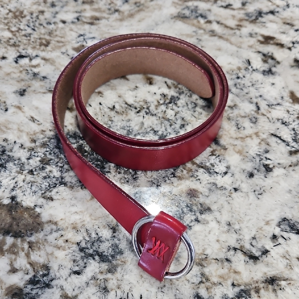 Red Leather Notchless Belt